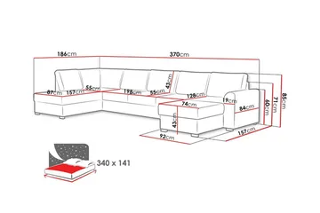 Kintore 6-personers hjørnesovesofa - Møbler - Sofaer - Sovesofaer