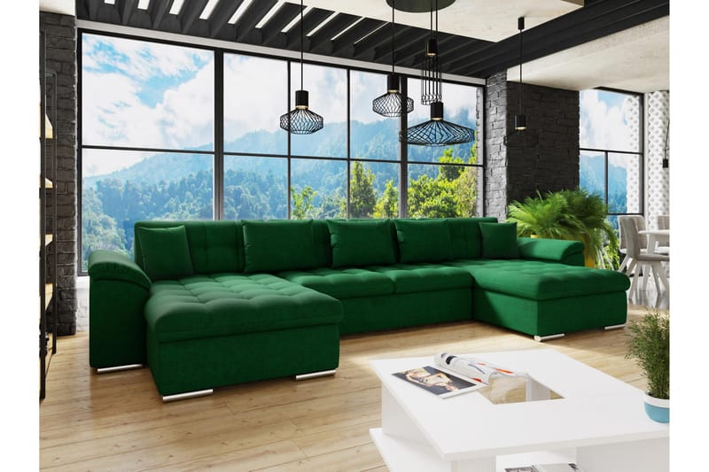 Kinzer Dobbelt Sovesofa 4-Personers - Grøn - Møbler - Sofaer - Sovesofaer