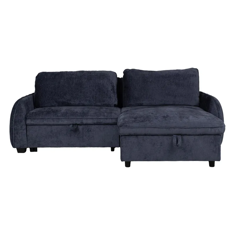 Klevor Vendbar L-formet Hjørnesovesofa 132x198 cm med Opbevaring i Stof - Blå - Møbler - Sofaer - Sovesofaer