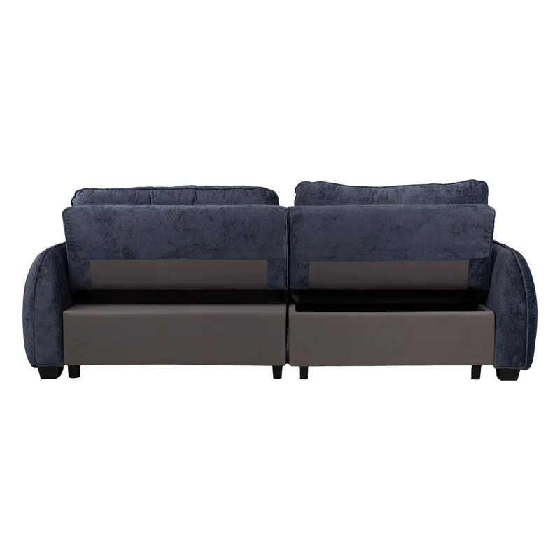 Klevor Vendbar L-formet Hjørnesovesofa 132x198 cm med Opbevaring i Stof - Blå - Møbler - Sofaer - Sovesofaer
