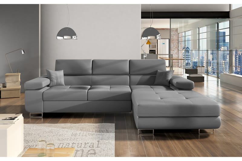 Klinka Sovesofa med Divan Højre, Læder/Grå