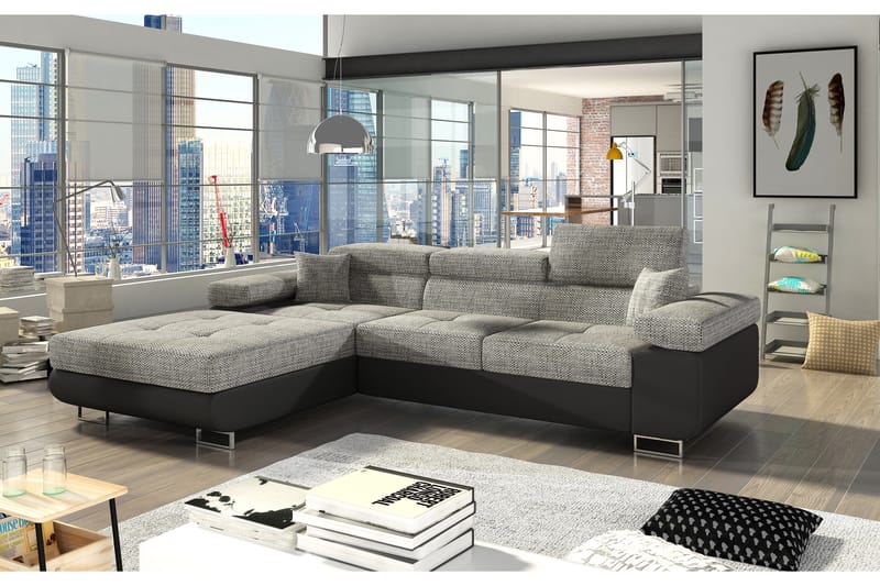 Klinka Sovesofa med Divan Venstre, Grå/Sort