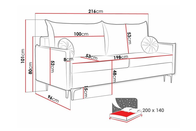 Knocklong 2-sits Bäddsoffa NO_BRAND beige - Møbler - Sofaer - Sovesofaer