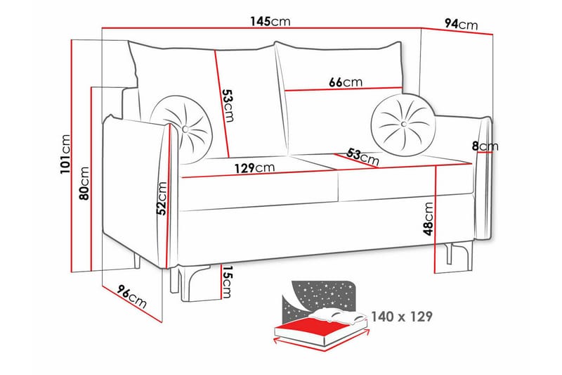 Knocklong 2-personers Sovesofa - Gul - Møbler - Sofaer - Sovesofaer