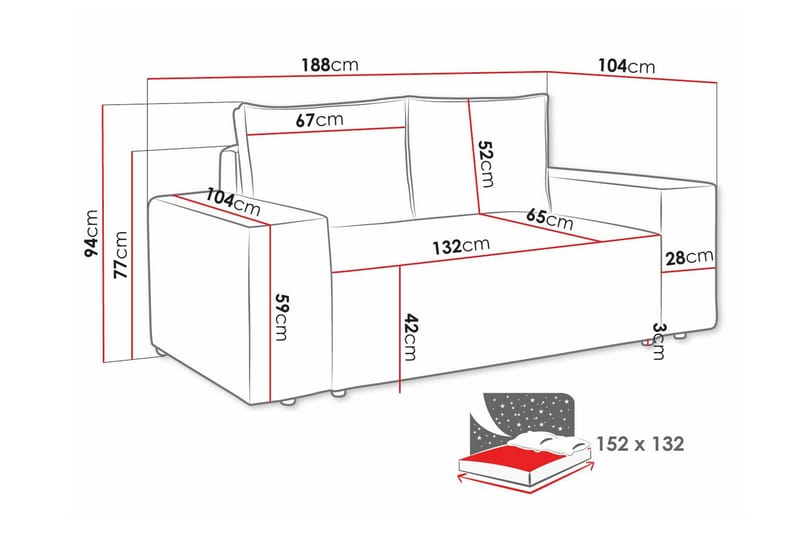 Knocklong 2-personers Sovesofa - Mørkegrå - Møbler - Sofaer - Sovesofaer