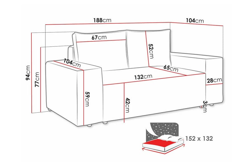 Knocklong 2-personers Sovesofa - Blå - Møbler - Sofaer - Sovesofaer