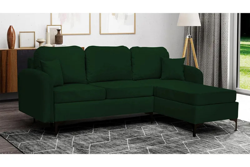 Knocklong 3-sits Hörnbäddsoffa Dark green - Møbler - Sofaer - Sovesofaer