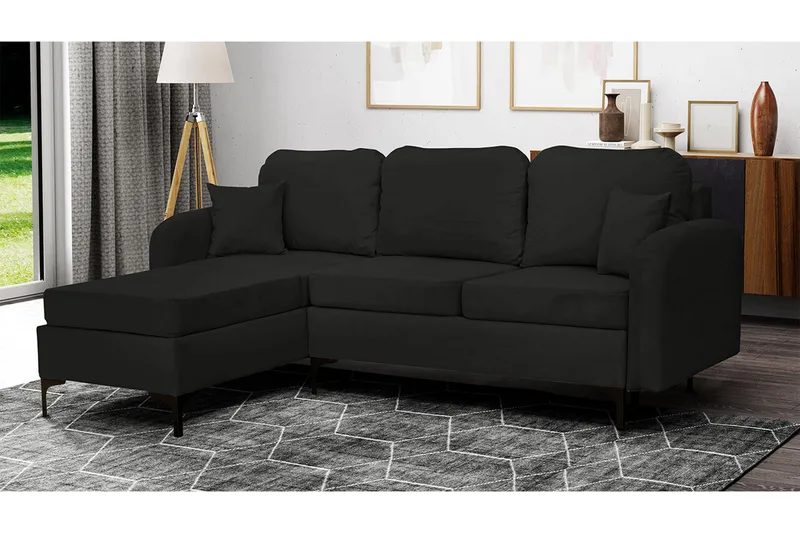 Knocklong 3-sits Hörnbäddsoffa NO_BRAND Black - Møbler - Sofaer - Sovesofaer