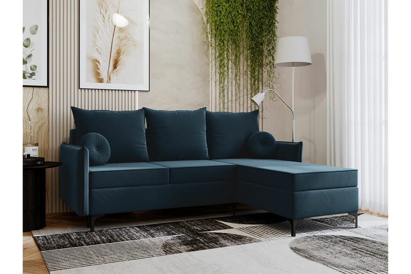 Knocklong 3-personers Hjørnesovesofa - Blå - Møbler - Sofaer - Sovesofaer