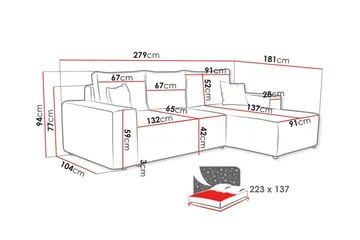 Knocklong 3-personers Hjørnesovesofa - Gul - Møbler - Sofaer - Sovesofaer