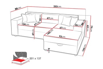 Knocklong 3-personers Hjørnesovesofa - Møbler - Sofaer - Sovesofaer