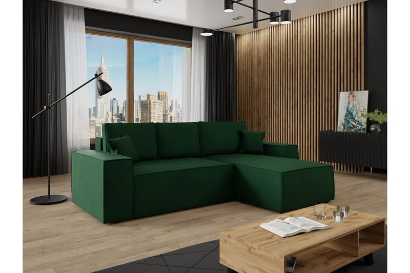Knocklong 3-personers Hjørnesovesofa - Grøn - Møbler - Sofaer - Sovesofaer