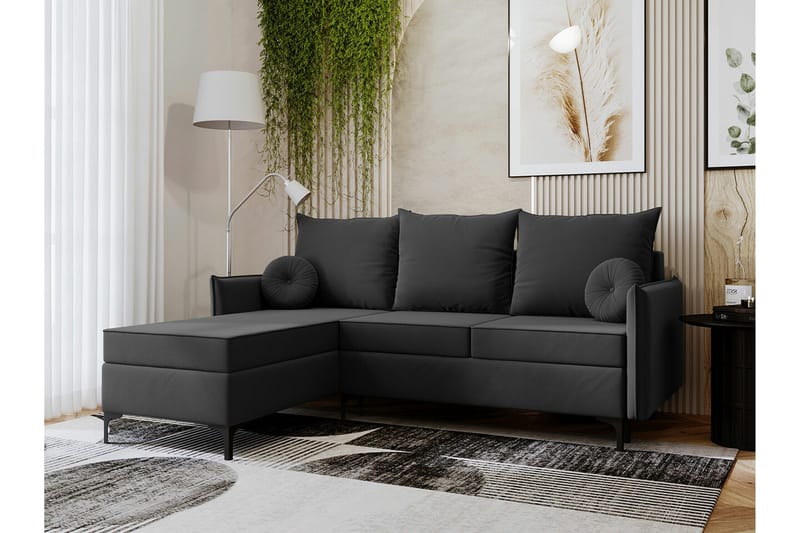 Knocklong 3-personers Hjørnesovesofa - Mørkegrå - Møbler - Sofaer - Sovesofaer