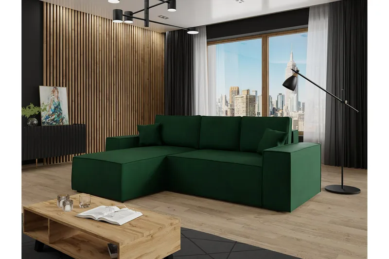 Knocklong 3-personers Hjørnesovesofa - Grøn - Møbler - Sofaer - Sovesofaer