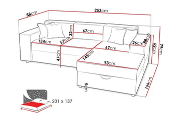 Knocklong 3-personers Hjørnesovesofa - Møbler - Sofaer - Sovesofaer