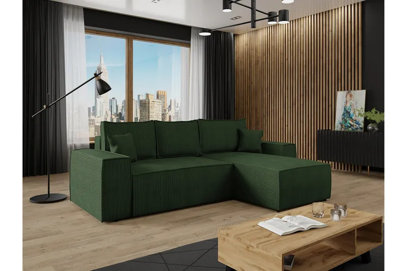 Knocklong 3-personers Hjørnesovesofa - Grøn - Møbler - Sofaer - Sovesofaer