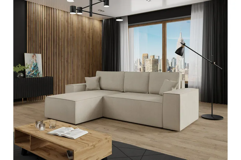 Knocklong 3-personers Hjørnesovesofa - Lysebrun - Møbler - Sofaer - Sovesofaer