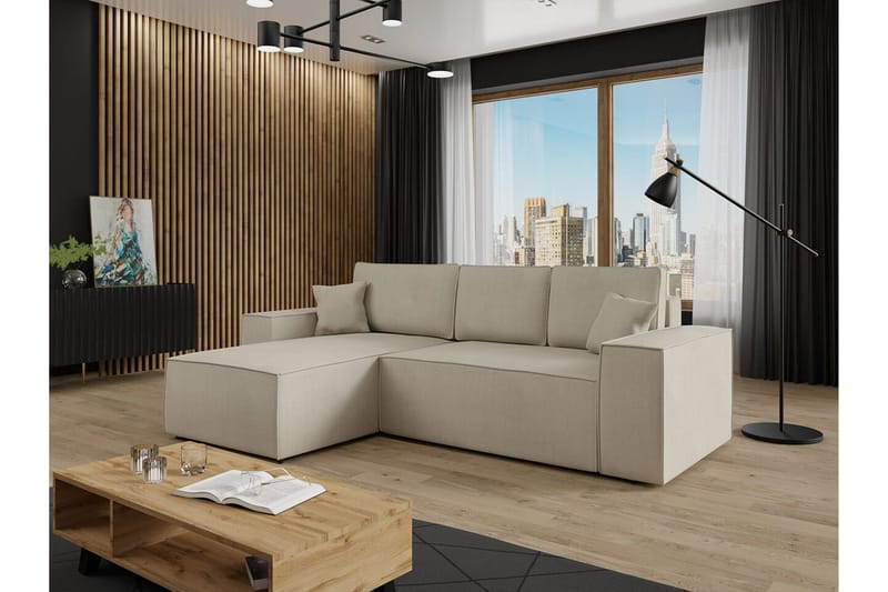 Knocklong 3-personers Hjørnesovesofa - Lysebrun - Møbler - Sofaer - Sovesofaer
