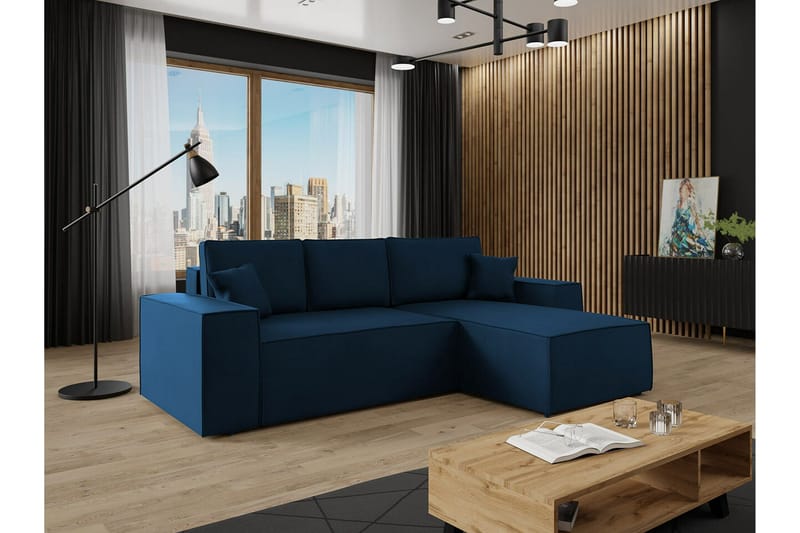 Knocklong 3-personers Hjørnesovesofa - Blå - Møbler - Sofaer - Sovesofaer