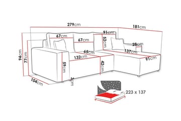 Knocklong 3-personers Hjørnesovesofa - Grå - Møbler - Sofaer - Sovesofaer
