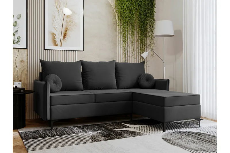 Knocklong 3-personers Hjørnesovesofa - Mørkegrå - Møbler - Sofaer - Sovesofaer