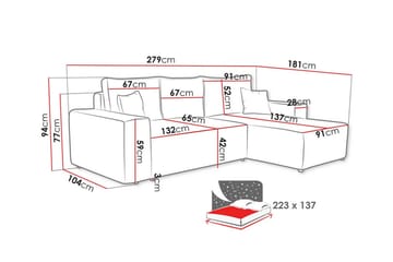 Knocklong 3-personers Hjørnesovesofa - Grå - Møbler - Sofaer - Sovesofaer