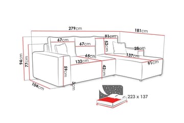 Knocklong 3-personers Hjørnesovesofa - Blå - Møbler - Sofaer - Sovesofaer