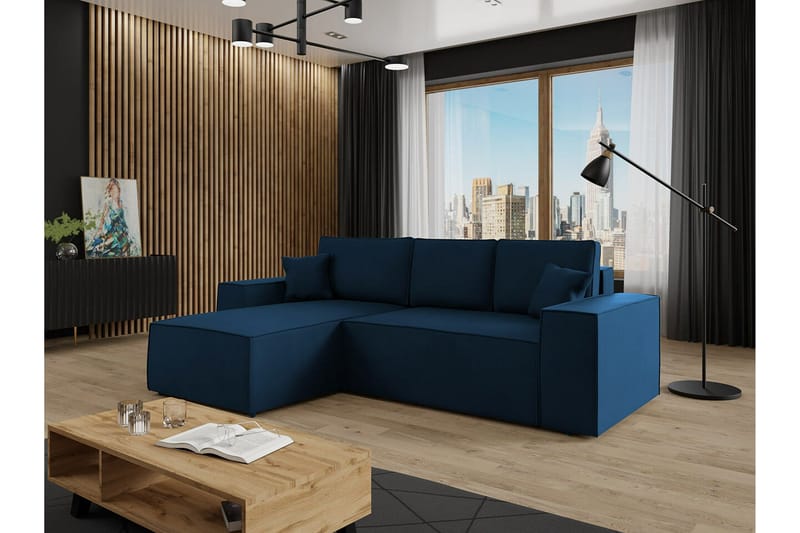 Knocklong 3-personers Hjørnesovesofa - Blå - Møbler - Sofaer - Sovesofaer