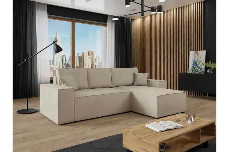 Knocklong 3-personers Hjørnesovesofa - Lysebrun - Møbler - Sofaer - Sovesofaer