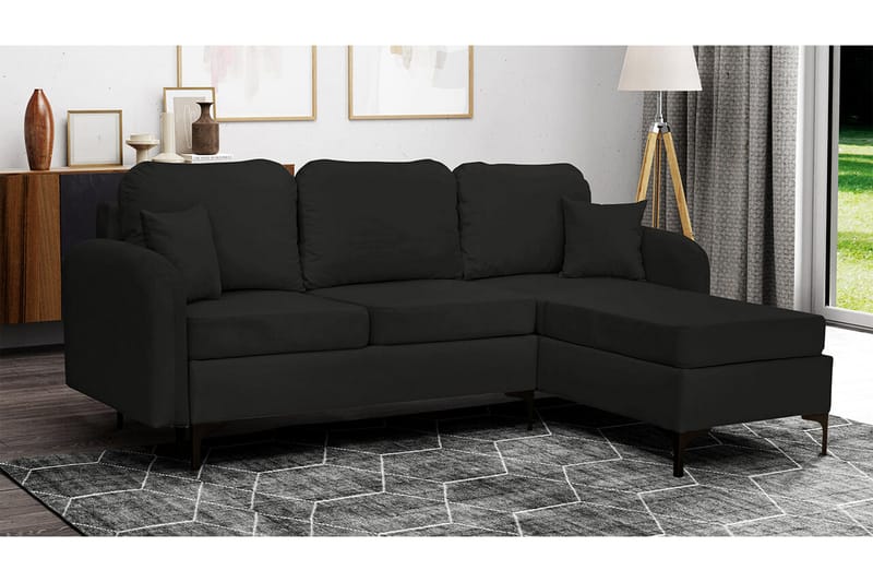 Knocklong 3-personers Hjørnesovesofa - Sort - Møbler - Sofaer - Sovesofaer