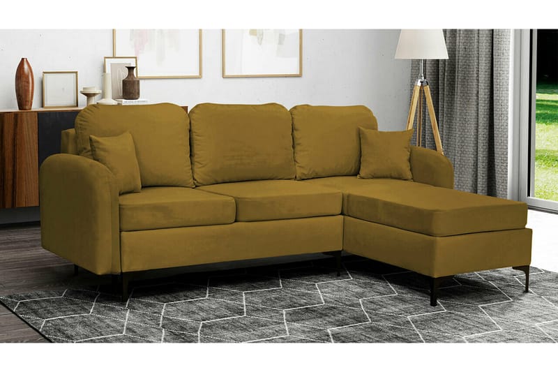 Knocklong 3-personers Hjørnesovesofa - Gul-Grøn - Møbler - Sofaer - Sovesofaer