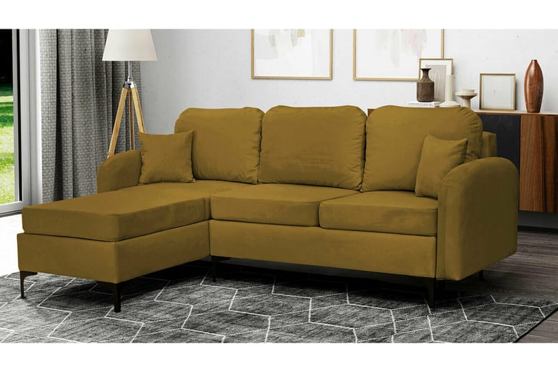 Knocklong 3-personers Hjørnesovesofa - Gul/Grøn - Møbler - Sofaer - Sovesofaer