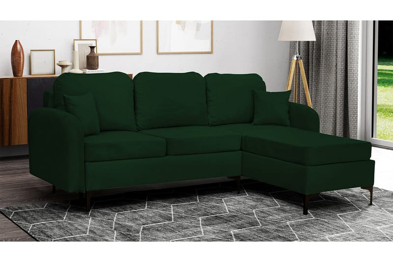 Knocklong 3-personers Hjørnesovesofa - Mørkegrøn - Møbler - Sofaer - Sovesofaer