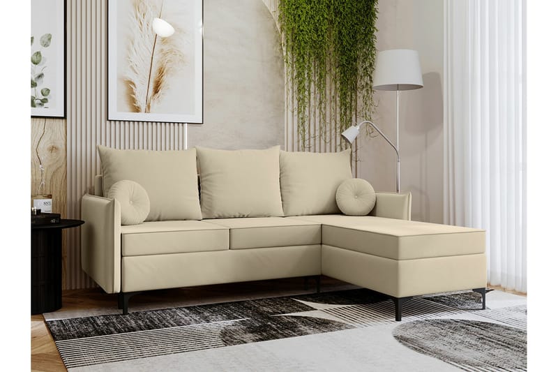 Knocklong 3-personers Hjørnesovesofa - Cream - Møbler - Sofaer - Sovesofaer