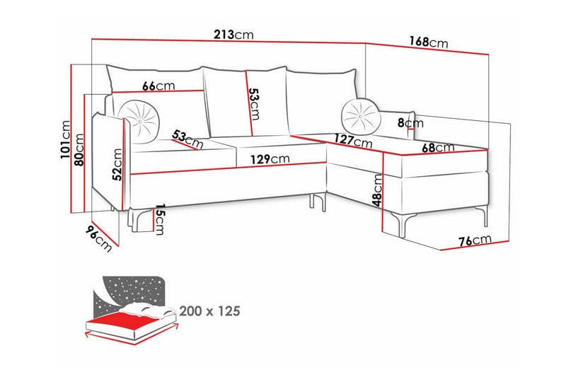 Knocklong 3-personers Hjørnesovesofa - Cream - Møbler - Sofaer - Sovesofaer