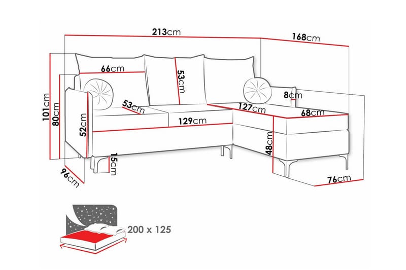 Knocklong 3-personers Hjørnesovesofa - Cream - Møbler - Sofaer - Sovesofaer
