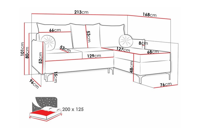 Knocklong 3-personers Hjørnesovesofa - Blå - Møbler - Sofaer - Sovesofaer