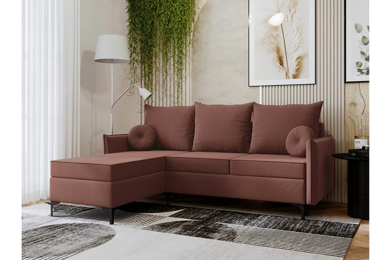 Knocklong 3-personers Hjørnesovesofa - Lyserød - Møbler - Sofaer - Sovesofaer