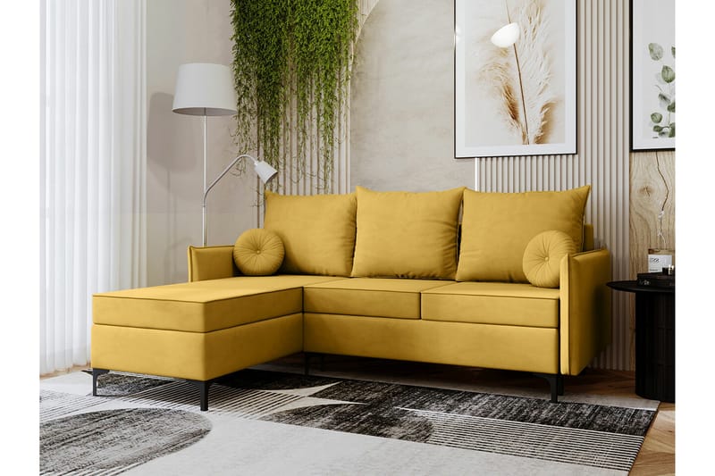 Knocklong 3-personers Hjørnesovesofa - Gul - Møbler - Sofaer - Sovesofaer