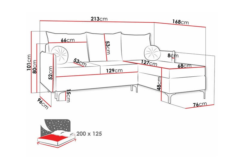 Knocklong 3-personers Hjørnesovesofa - Gul - Møbler - Sofaer - Sovesofaer