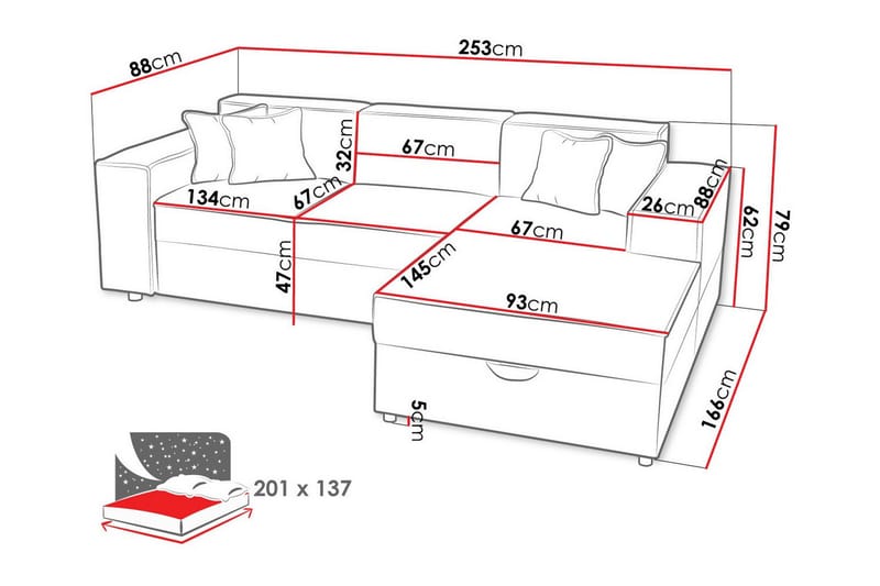 Knocklong 3-personers Hjørnesovesofa - Beige - Sovesofaer - Hjørnesovesofa