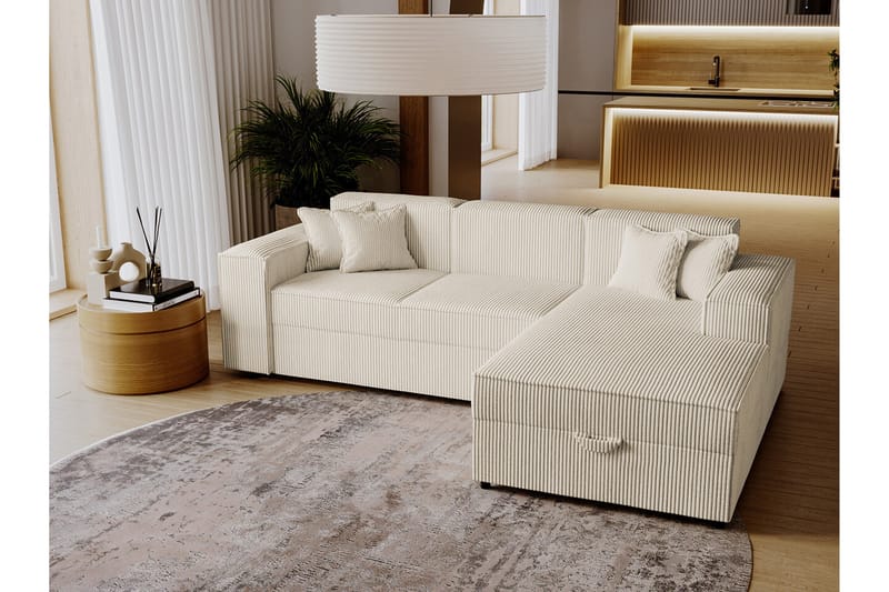 Knocklong 3-personers Hjørnesovesofa - Beige Creme - Sovesofaer - Hjørnesovesofa