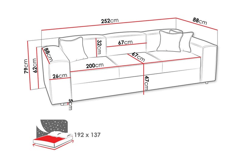 Knocklong 3-personers Sovesofa - Beige/Lys beige - Sovesofaer - 3 personers sovesofa