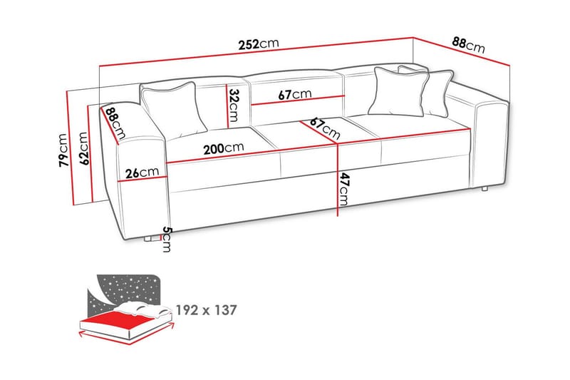 Knocklong 3-personers Sovesofa - Beige - Møbler - Sofaer - Sovesofaer