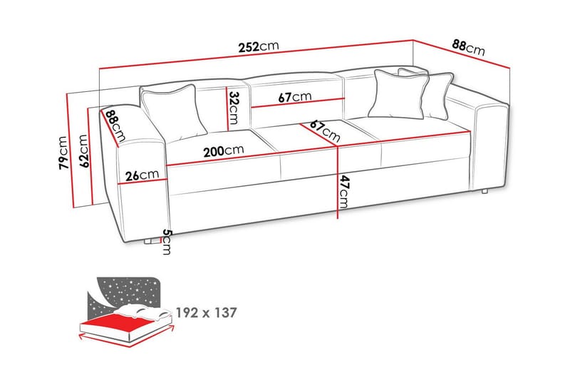 Knocklong 3-personers Sovesofa - Lysegrå - Sovesofaer - 3 personers sovesofa