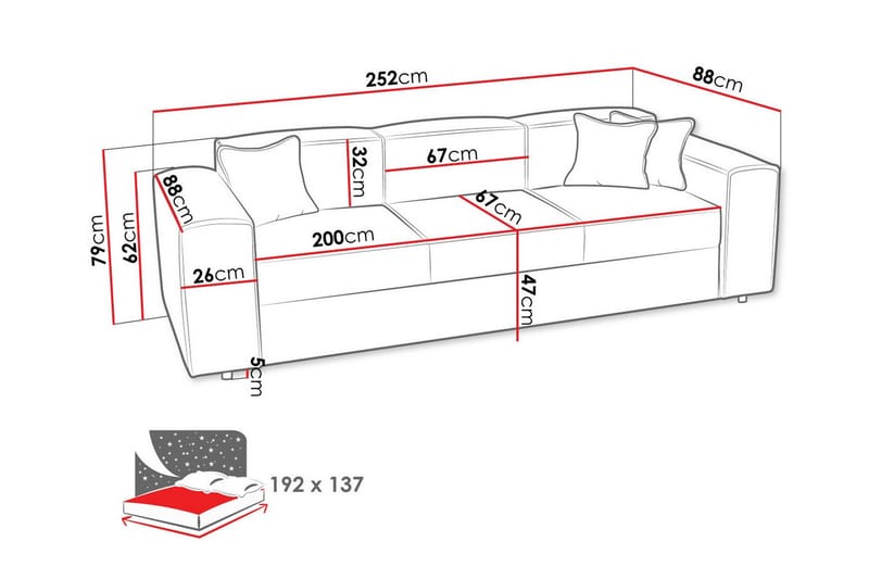 Knocklong 3-personers Sovesofa - Mørkegrå - Sovesofaer - 3 personers sovesofa