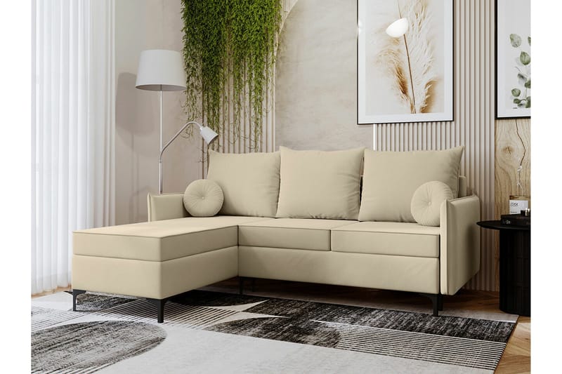 Knocklong 3-personers Hjørnesovesofa - Cream - Møbler - Sofaer - Sovesofaer