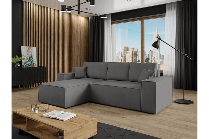 Knocklong 3-personers Hjørnesovesofa - Mørkegrå - Møbler - Sofaer - Sovesofaer