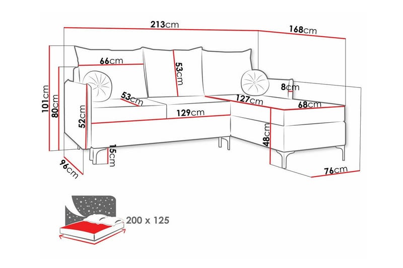 Knocklong 3-personers Hjørnesovesofa - Blå - Møbler - Sofaer - Sovesofaer