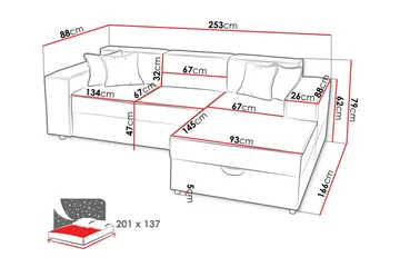 Knocklong 3-personers Hjørnesovesofa - Møbler - Sofaer - Sovesofaer